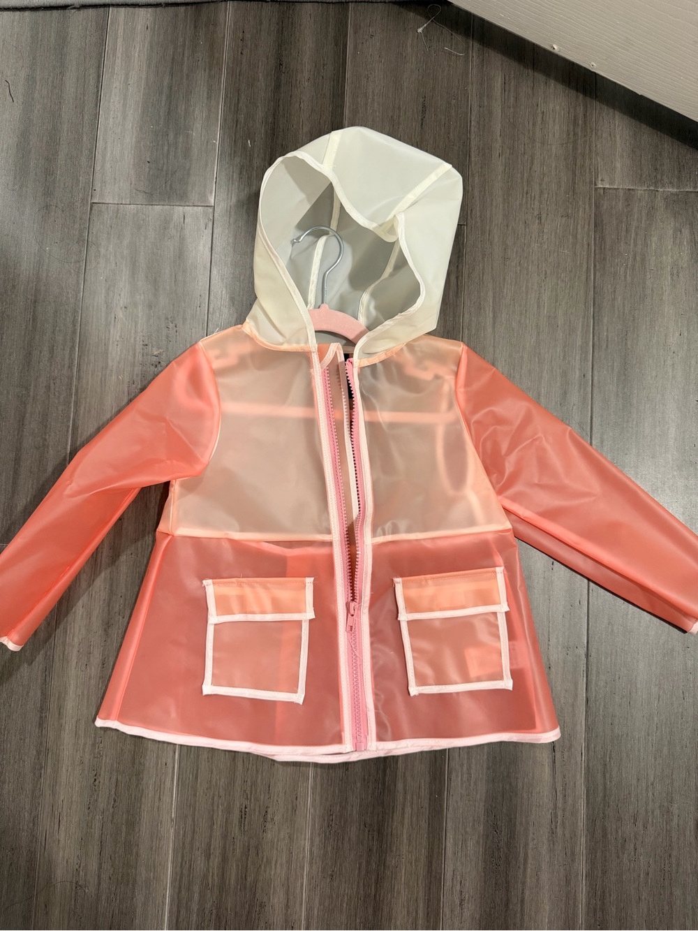 Cynthia Rowley Pink Coral and Cream Hooded Kids Raincoat